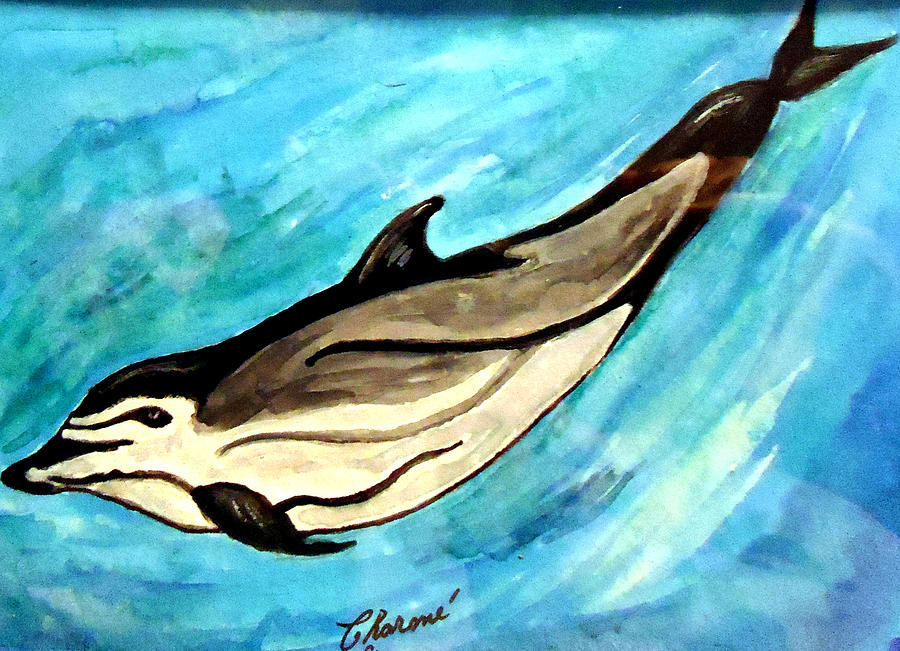 Dolphin playing under the Sea Painting by Charme Curtin