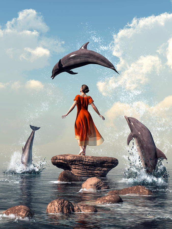 Dolphin Rock Digital Art by Daniel Eskridge