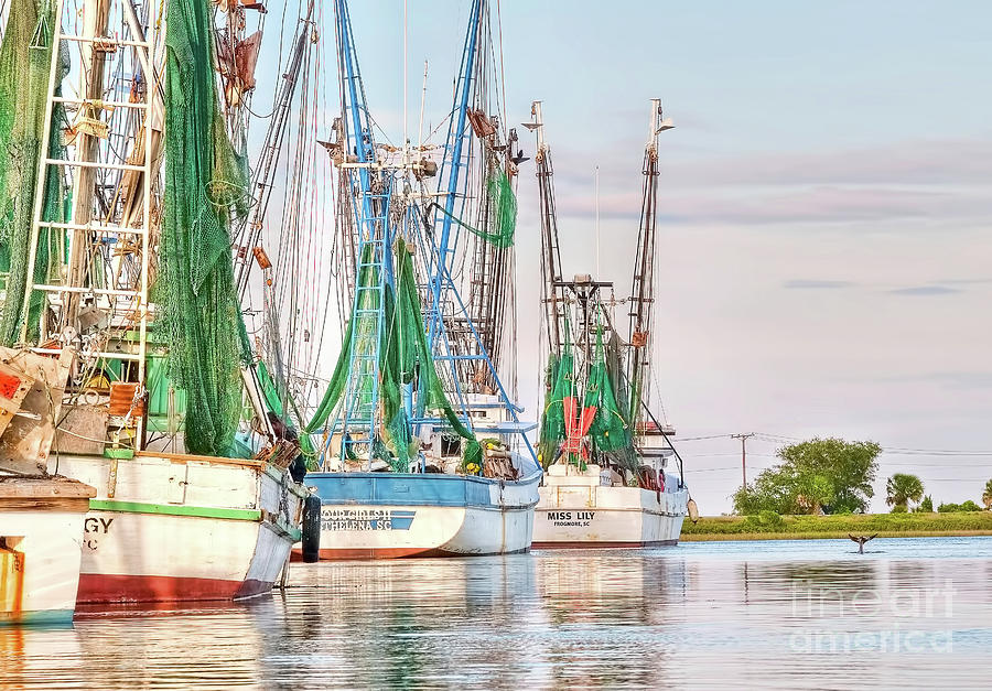 Dolphin Tail - Docked Shrimp Boats Photograph by Scott Hansen