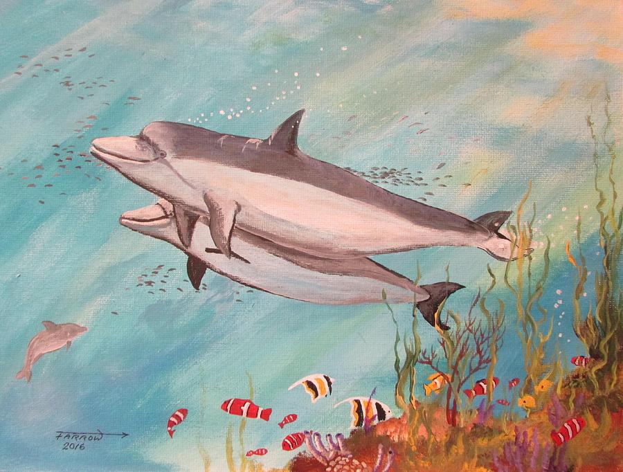 Dolphin Tales Painting by Dave Farrow