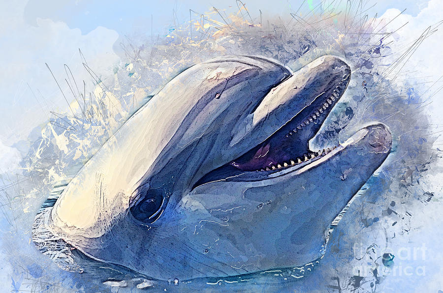 Dolphin watercolor art Painting by Justyna Jaszke JBJart | Fine Art America