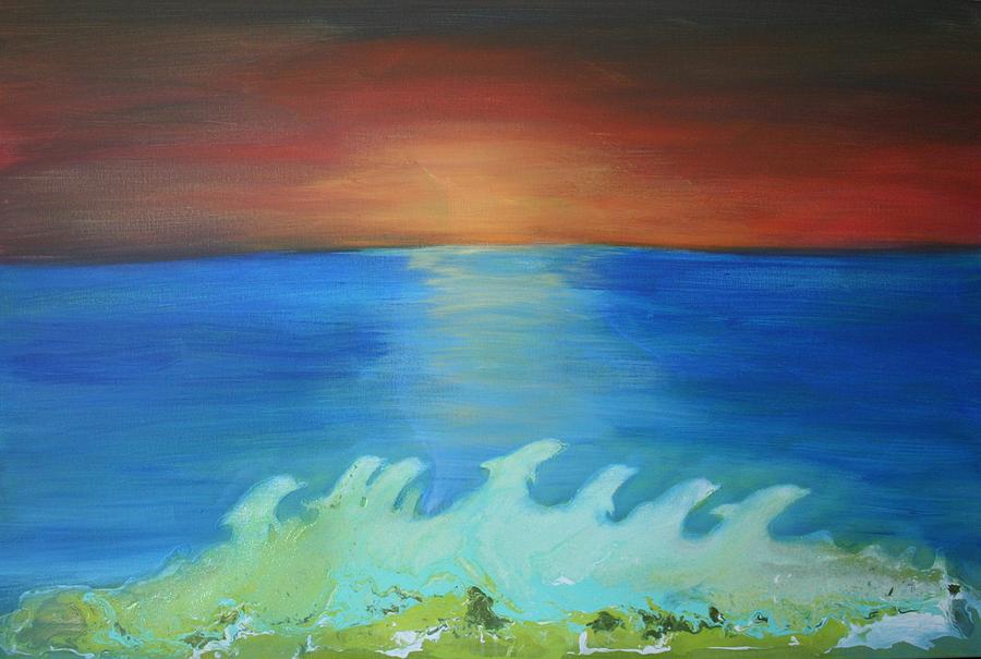 Dolphin Waves Painting by Alma Yamazaki