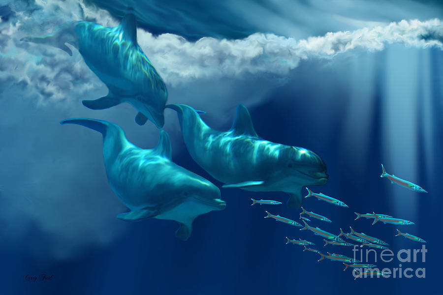 Dolphin World Painting by Corey Ford