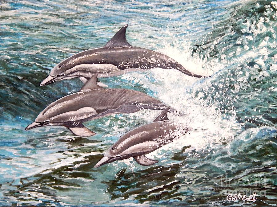 Dolphins in Motion Painting by Caroline Street
