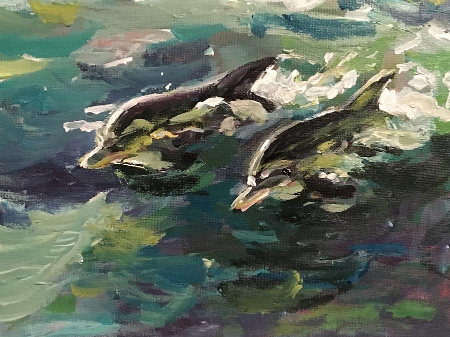 Dolphins Painting by Susan Elizabeth Jones