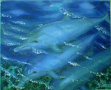 Dolphins Swimming Painting by Tanna Lee Wells Dolphins Swimming Painting by Tanna Lee Wells