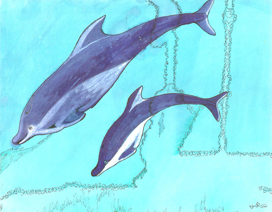 Dolphin Painting - Dolphins by Umesh U V