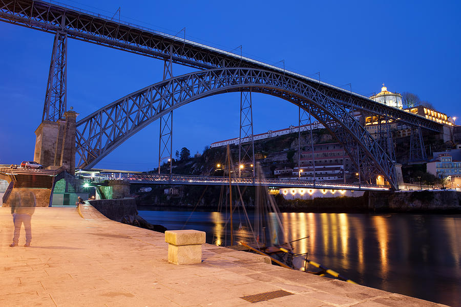 Dom Luis I Bridge by Night in Porto Photograph by Artur Bogacki