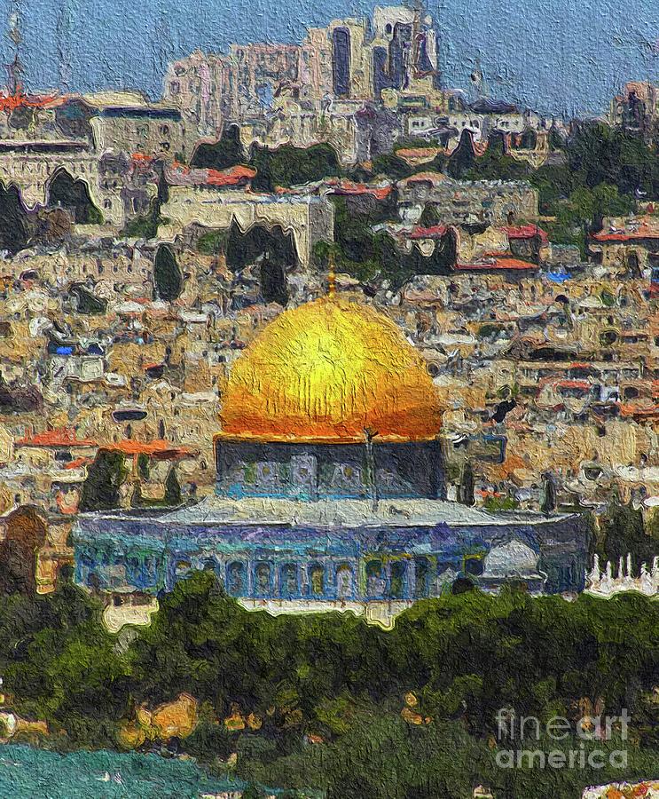 Architecture Painting - Dome of the Rock, Jerusalem, Israel by Esoterica Art Agency