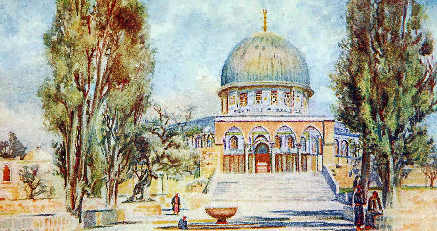 Dome of the Rock Painting Painting by Munir Alawi