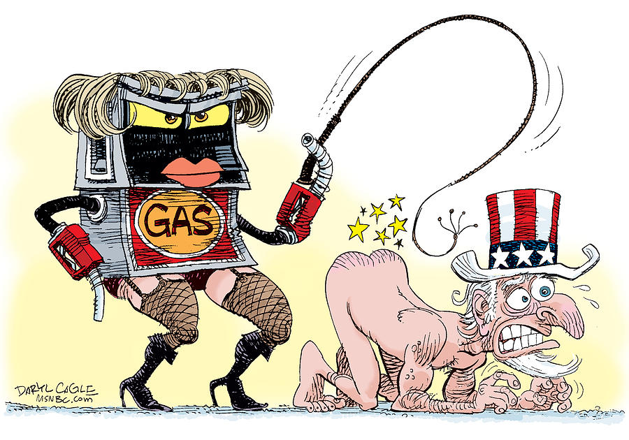 Uncle Sam Drawing - Dominating Gas Prices by Daryl Cagle Uncle Sam Drawing - Dominating Gas Prices by Daryl Cagle