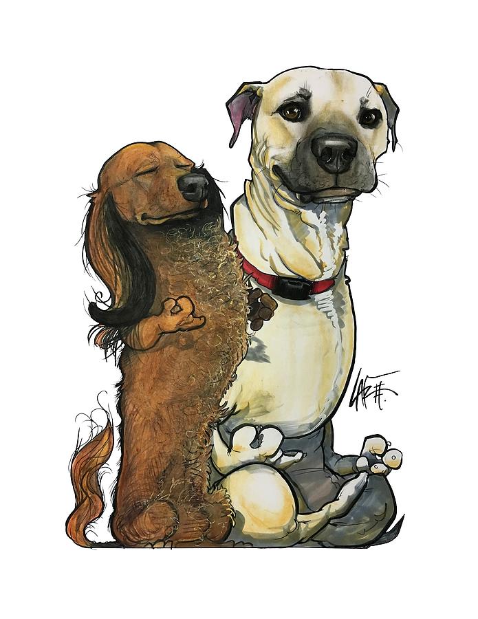 Dachshund Drawing - Dominguez SNICKERS and BUDDY by John LaFree