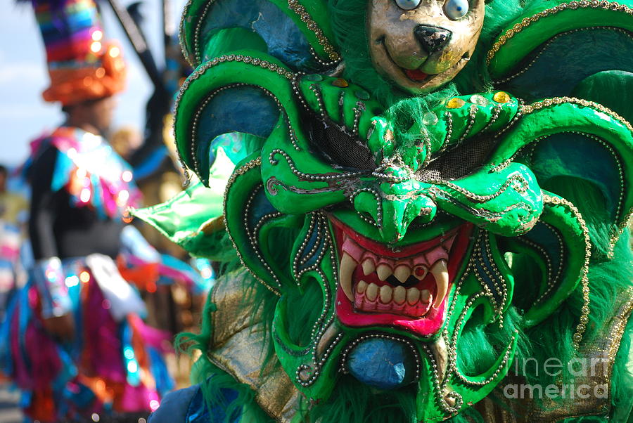 Dominican Republic Carnival Parade Green Devil Mask Photograph by Heather Kirk
