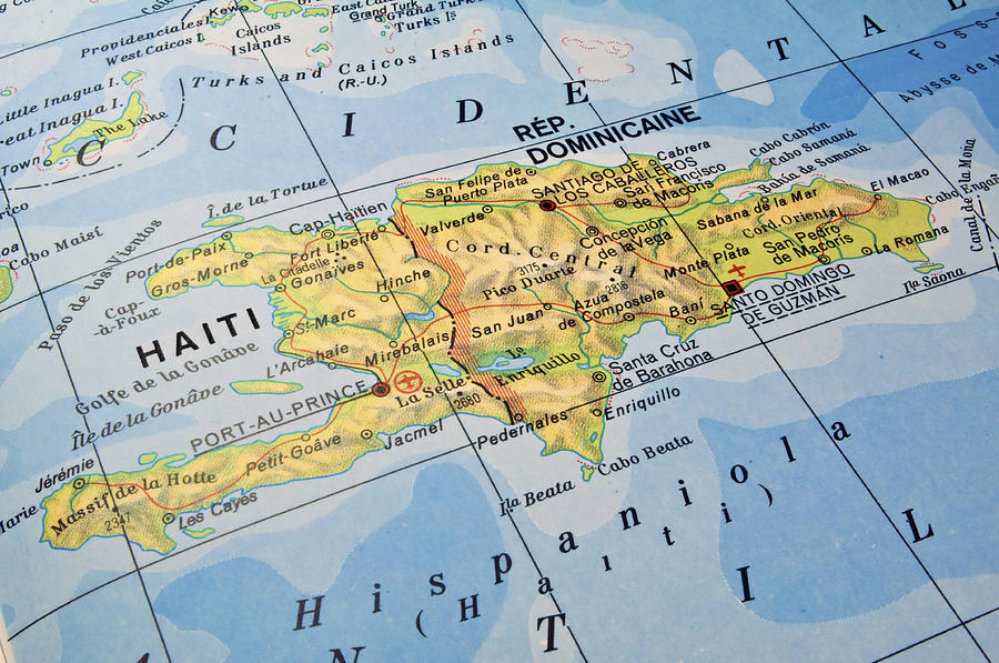 Dominican Republic Haiti map. Photograph by Fernando Barozza