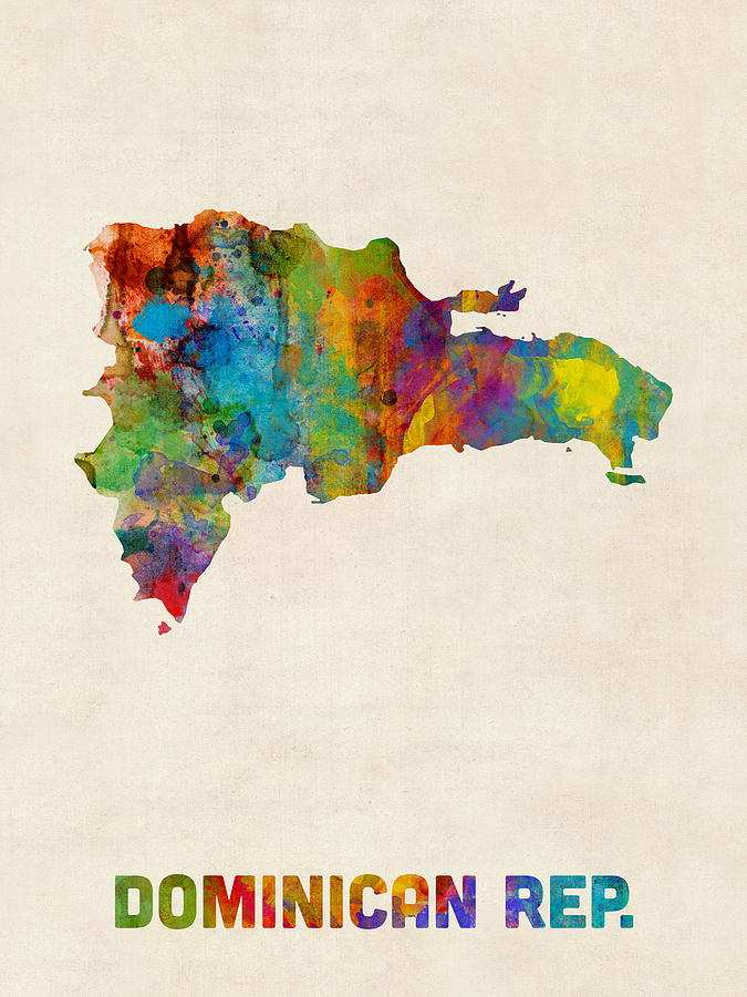 Dominican Republic Watercolor Map Digital Art by Michael Tompsett