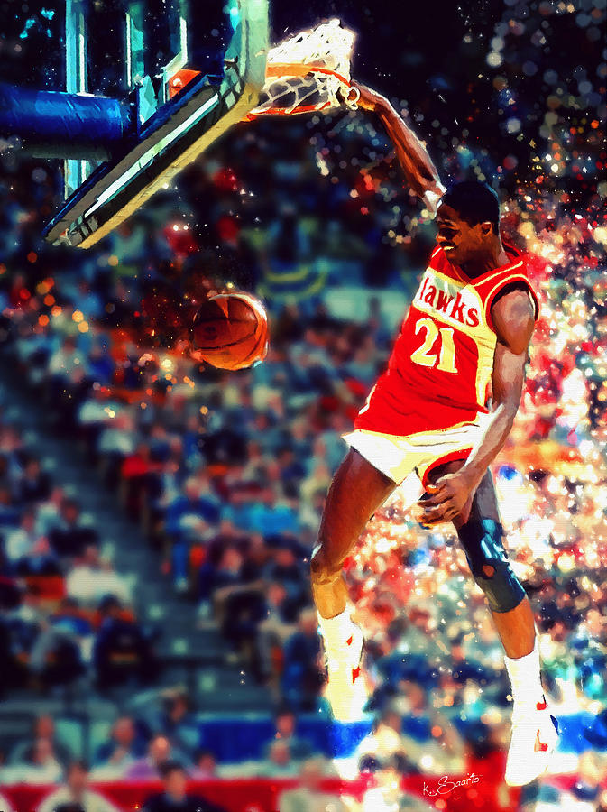 Dominique Wilkins - NBA Legend Digital Art by Kai Saarto