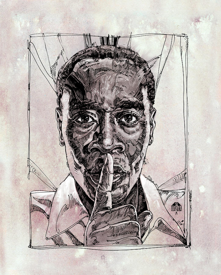 Don Cheadle Inking and Painting Drawing by Garth Glazier