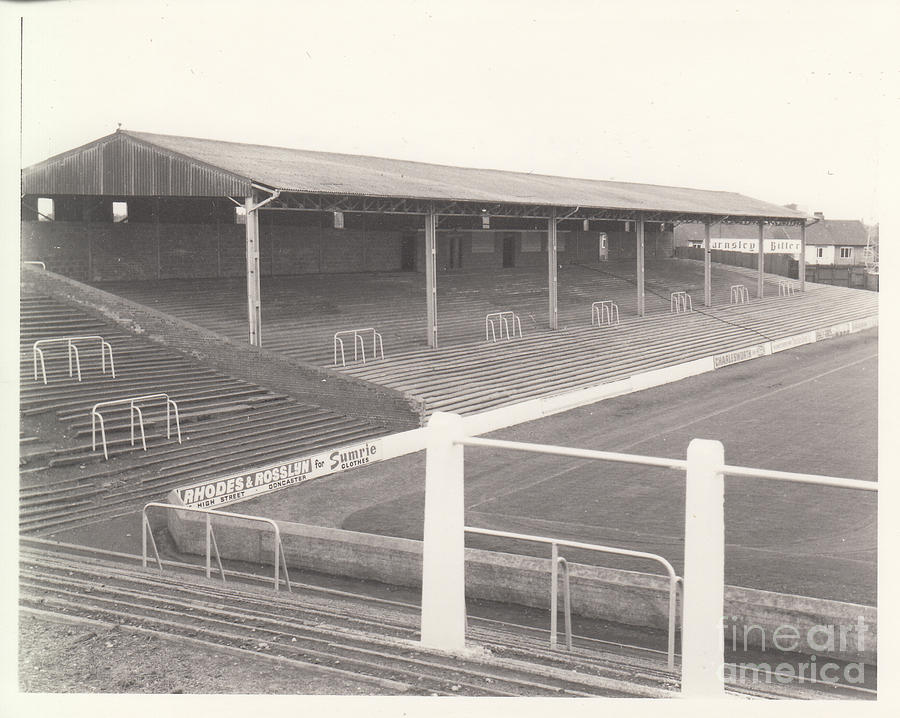 Doncaster Rovers - Belle Vue - Popular Terrace 1 - BW - August 1969 Photograph by Legendary Football Grounds