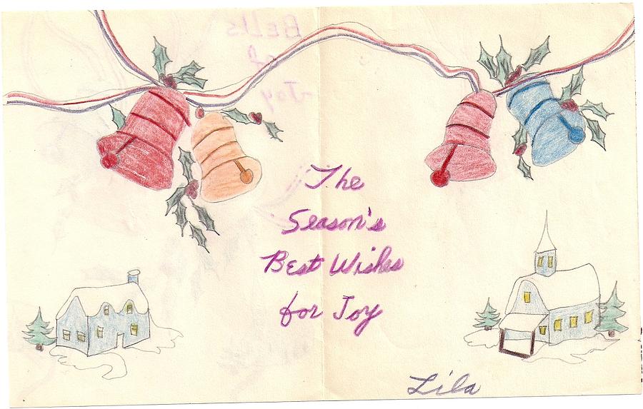Christmas Card Drawing - Done by a Child by Lila Mattison