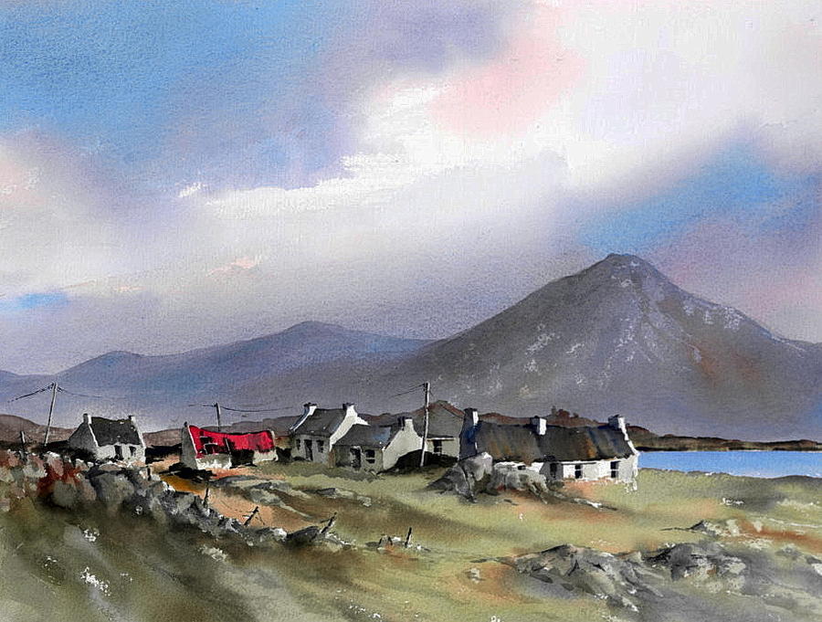 GALWAY..Storm over the Diamond hill Painting by Val Byrne