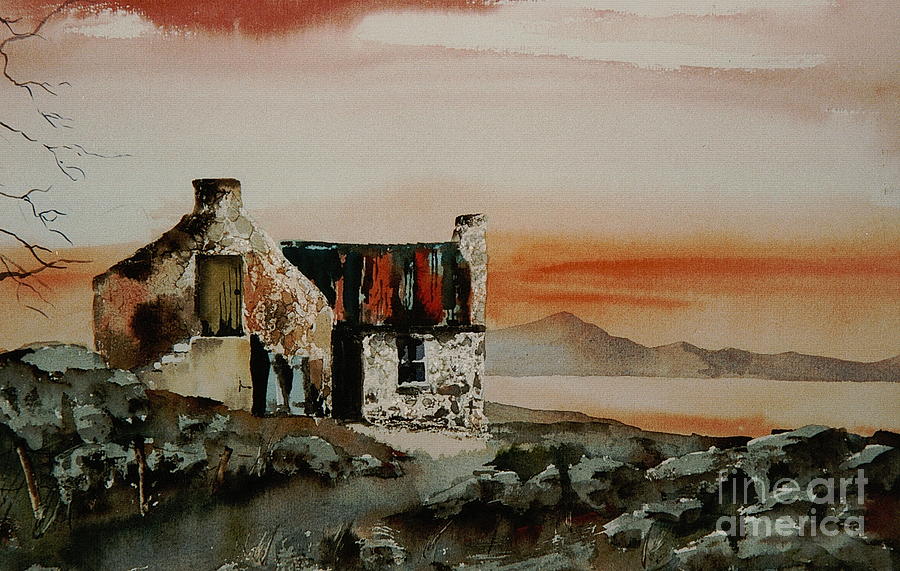 DONEGAL... Sunset near Ardara Painting by Val Byrne