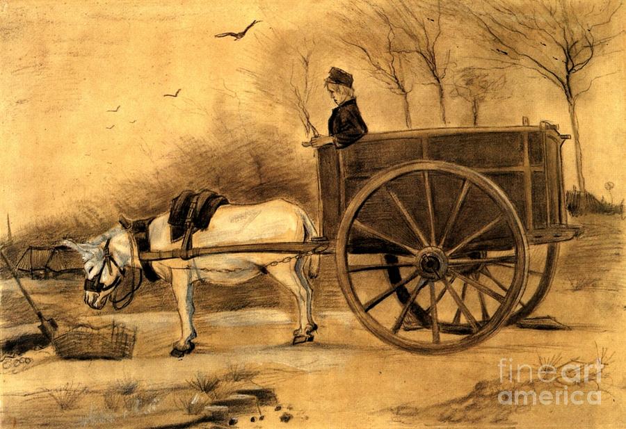 Donkey and Cart Painting by MotionAge Designs