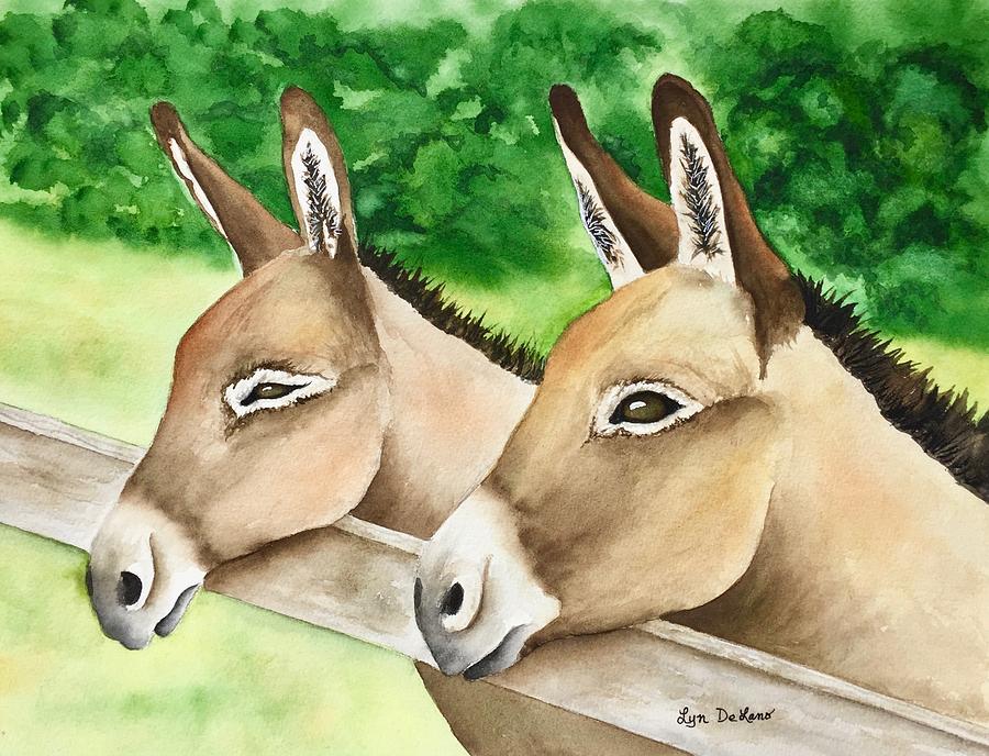 Donkey Duo Painting by Lyn DeLano