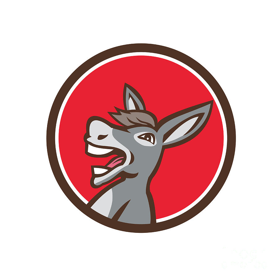 Wildlife Digital Art - Donkey Shouting Circle Retro by Aloysius Patrimonio