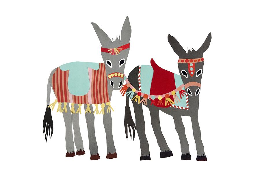 Donkey Painting - Donkeys by Isoebl Barber