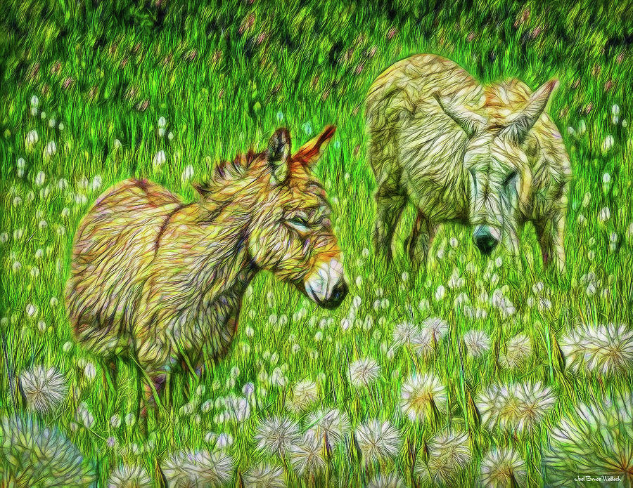 Donkeys Of The Dandelions Digital Art by Joel Bruce Wallach
