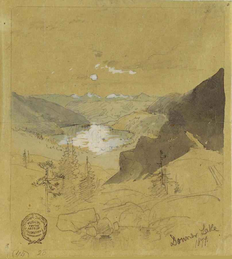 Donner Lake, 1879  Drawing by Thomas Moran