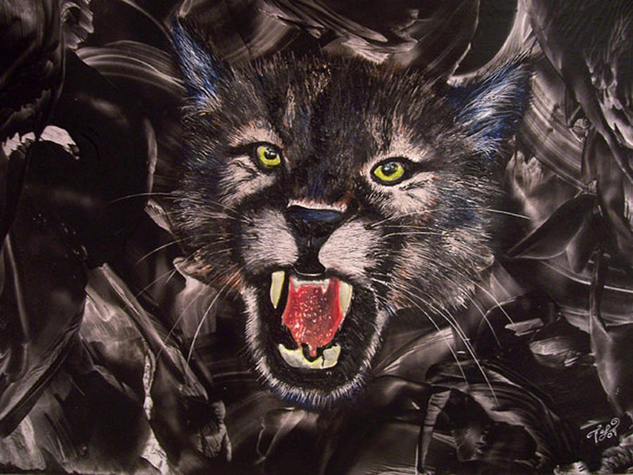 Cat Painting - Dont mess with me by Tezz J