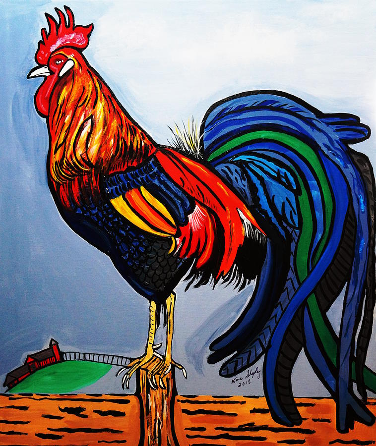 Doodle  Dum  Rooster Painting by Nora Shepley
