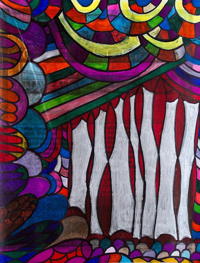 Doodle Page 6 - Bones and Curtains - Ink Abstract Painting by Marie Jamieson