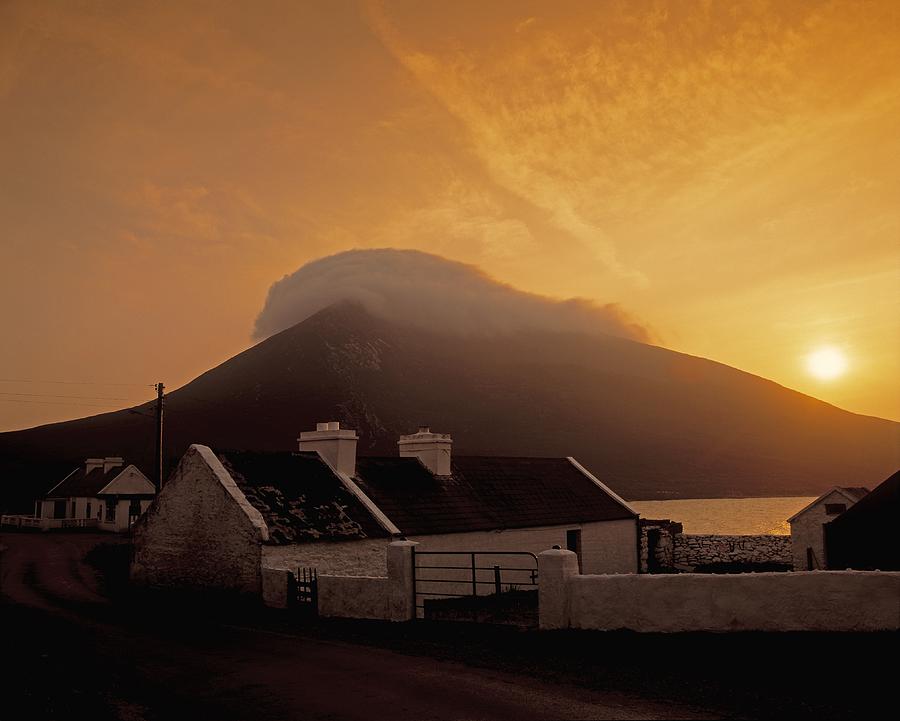 Architecture Photograph - Doogort And Slievemore, Achill Island by The Irish Image Collection 
