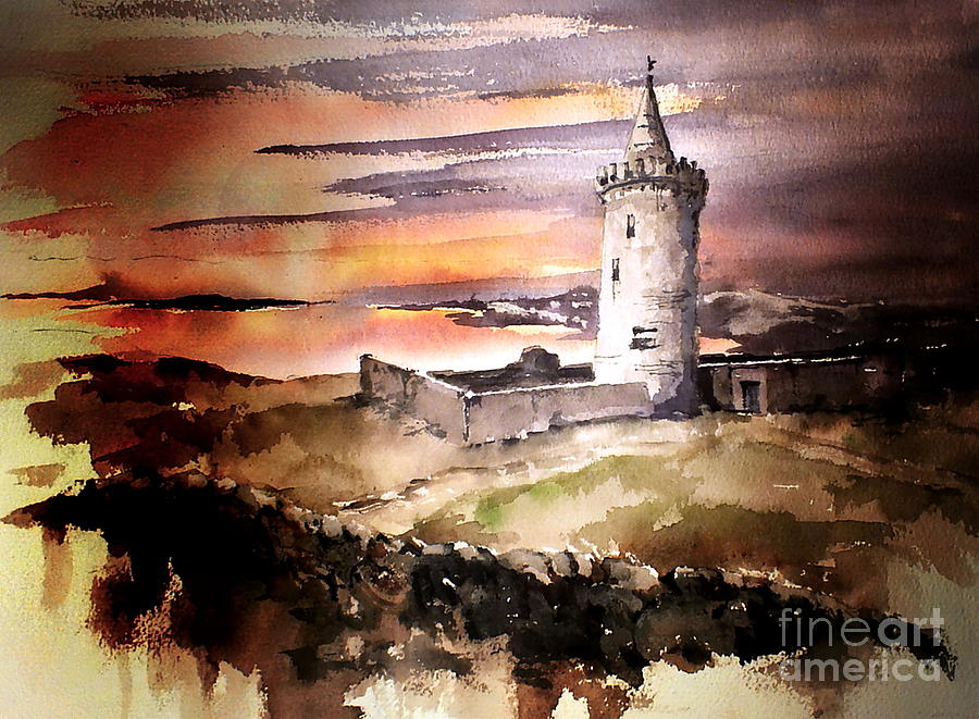 Doonagore Castle, Doolin Painting by Val Byrne