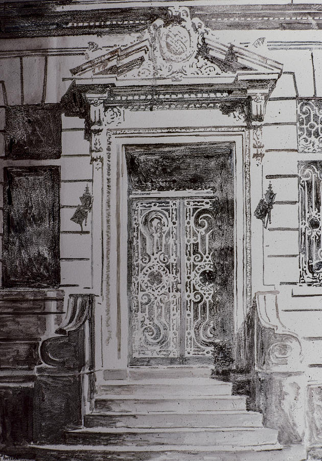 Black And White Drawing - Door by Anthony Butera