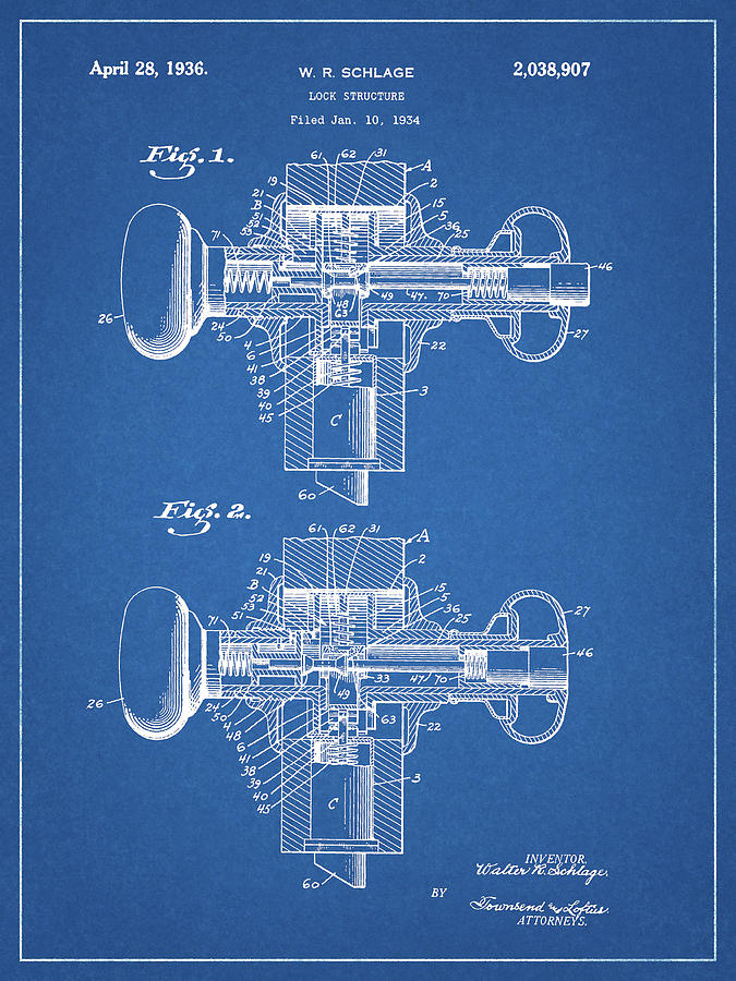 Door Lock Drawing - Door Lock Patent Design by Dan Sproul Door Lock Drawing - Door Lock Patent Design by Dan Sproul