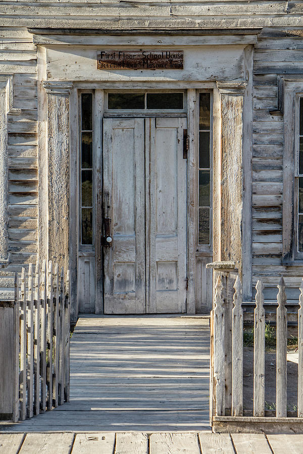 Door of the Old Bannack Schoolhouse and Masonic Temple Photograph by Teresa Wilson