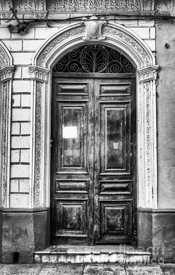 Doors Of Cuba Green Door Bw Photograph