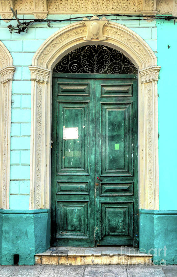 Doors of Cuba Green Door Photograph by Wayne Moran
