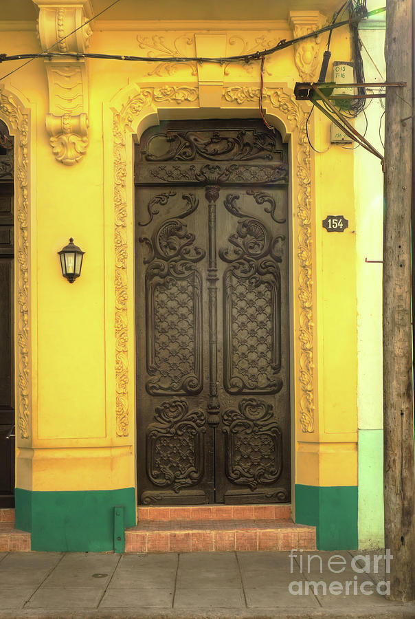 Doors of Cuba Yellow Door Photograph by Wayne Moran
