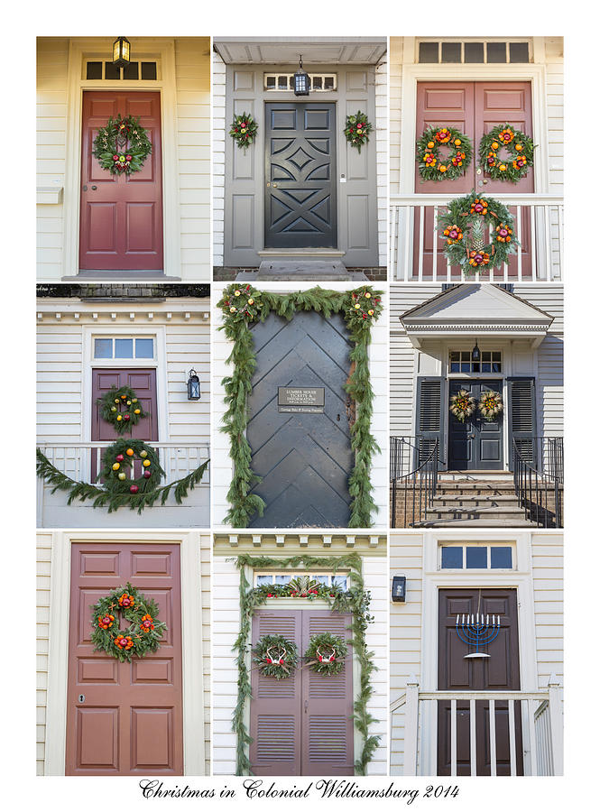 Christmas Photograph - Doors of Williamsburg Collage 4 by Teresa Mucha