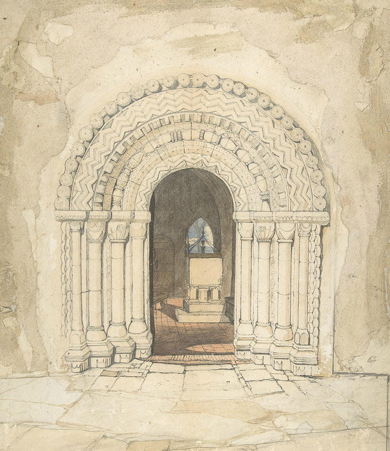 Doorway, Heckingham Church Drawing by John Sell Cotman
