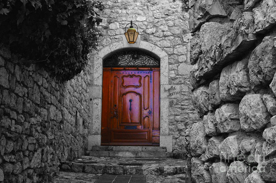 Black And White Photograph - Doorway In Eze France by Bob Christopher