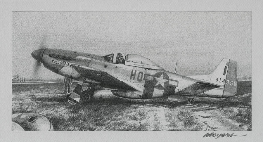 4th Fighter Group Drawing - Dopey Okie by Wade Meyers