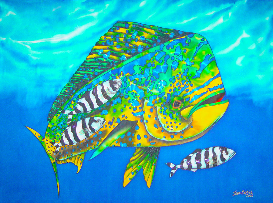 Ocean Animals Painting - Dorado and Pilot Fish - Mahi Mahi Fish by Daniel Jean-Baptiste