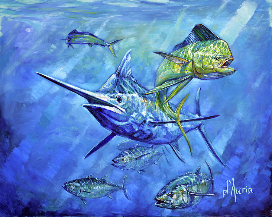 Fish Painting - Dorado, Marlin and Tuna by Tom Dauria