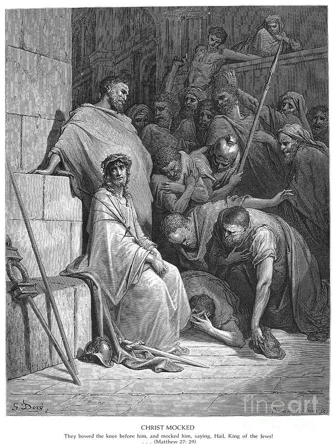Jesus Christ Drawing - Christ Mocked #1 by Gustave Dore