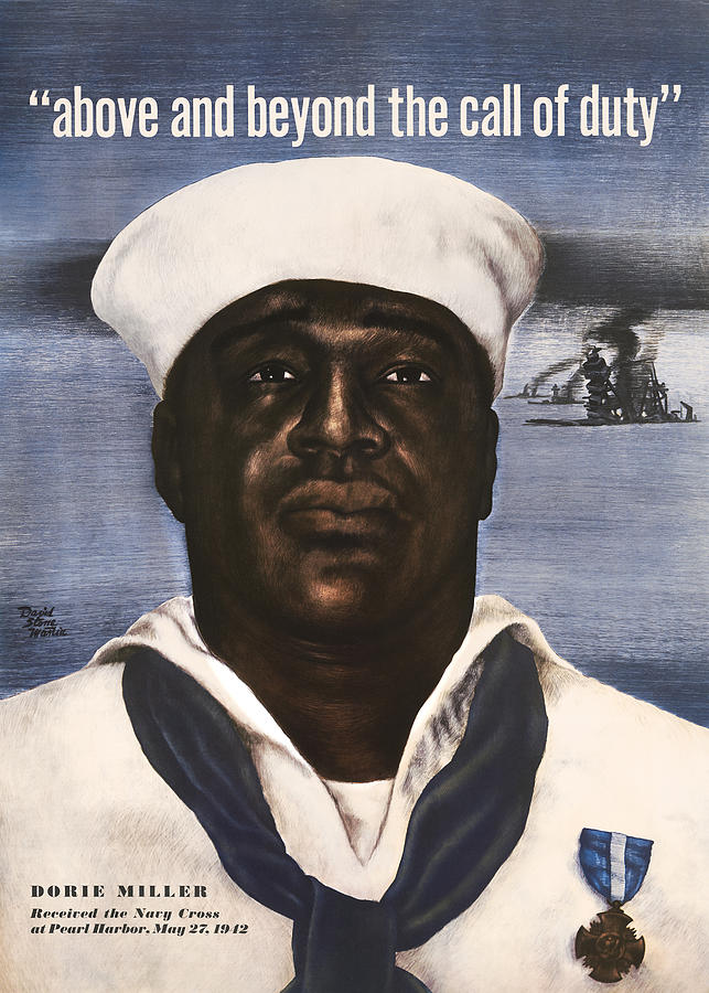 Dorie Miller Painting - Dorie Miller - Above and Beyond - WW2 by War Is Hell Store